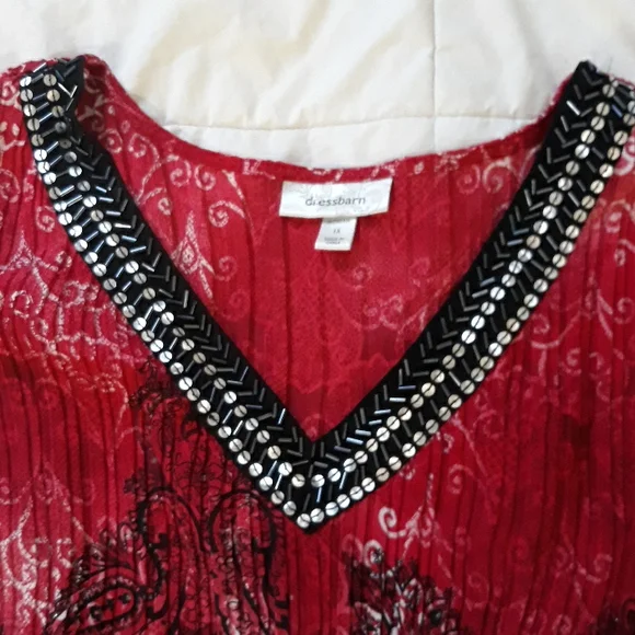 Dress Barn women's size 1x red and black Bohemian tunic - Picture 5 of 6